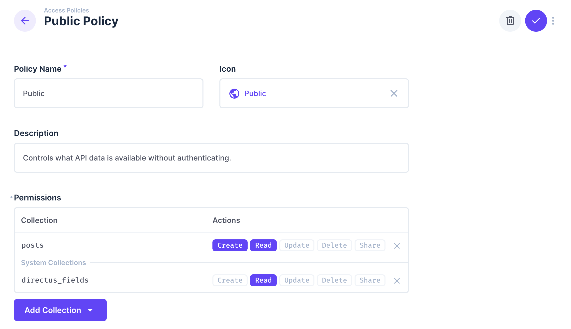 Directus Public Policy